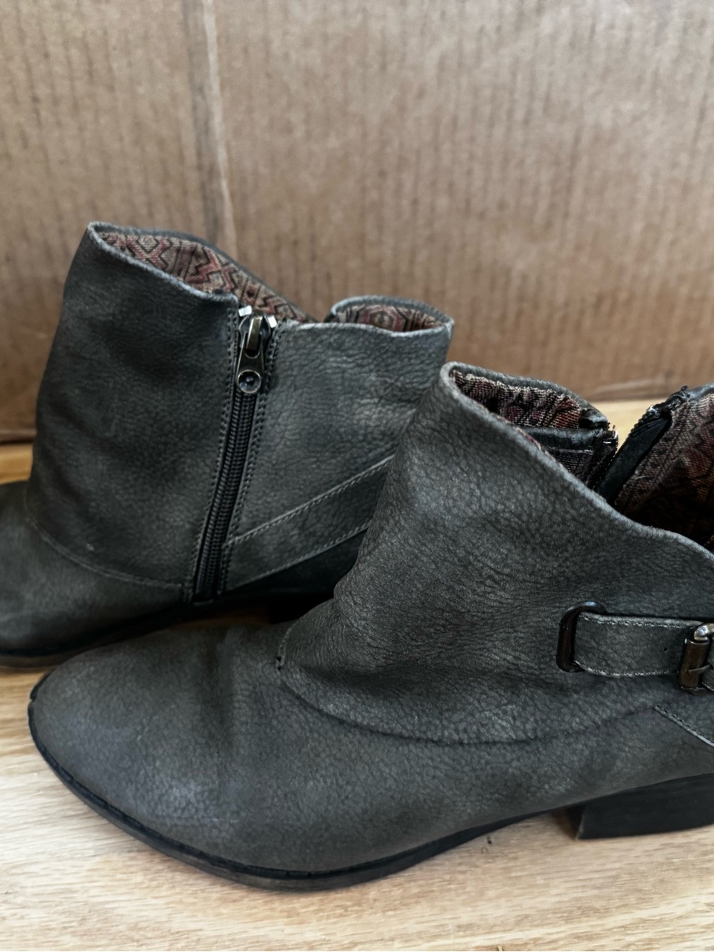 Blowfish Ankle Boots in Charcoal Gray - Classic Zipper Booties